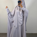 Abaya + khimar soie de medine, couleur gris clair