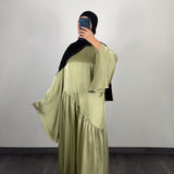 Abaya satin, vert sauge