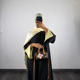 Abaya bi-color, noir/jaune