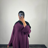 Abaya tissu crèpe, couleur prune