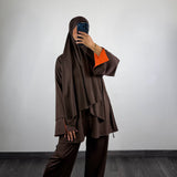 Burkini 3 pièces bi-color, marron/orange