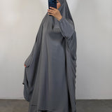 Jilbeb 2 pieces jupe soie de medine, couleur gris foncé