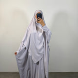 Abaya + khimar soie de medine, couleur gris clair