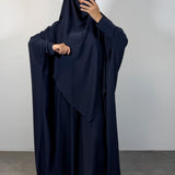 Abaya + khimar soie de medine, couleur bleu nuit