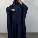 Abaya + khimar soie de medine, couleur bleu nuit