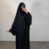 Ensemble jazz abaya + khimar 2 voiles, couleur noir