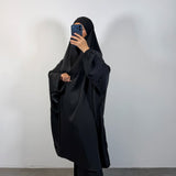 Jilbeb soie de médine 2 pièces palazzo, couleur noir