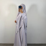 Abaya + khimar soie de medine, couleur gris clair