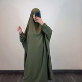 Jilbeb 2 pièces sarouel en soie de medine, couleur kaki clair