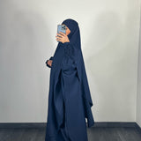 Ensemble abaya + khimar petit prix, bleu nuit