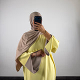 Abaya bi-color, jaune/taupe