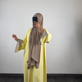 Abaya bi-color, jaune/taupe