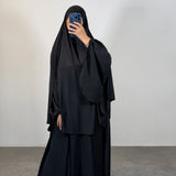 Khimar à fentes jersey premium, couleur noir