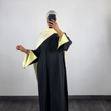 Abaya bi-color, noir/jaune