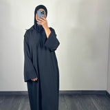 Abaya tissu crèpe, couleur noir