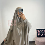 Abaya + khimar soie de medine, couleur taupe