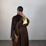 Abaya bi-color,marron/jaune