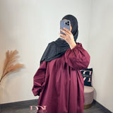 Robe popeline, couleur bordeau