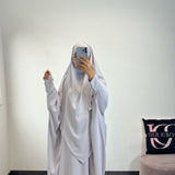 Abaya + khimar soie de medine, couleur gris clair