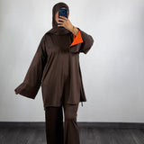 Burkini 3 pièces bi-color, marron/orange