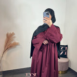 Robe popeline évasée, couleur bordeaux