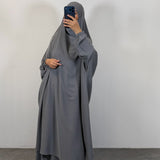 Jilbeb 2 pieces jupe soie de medine, couleur gris foncé