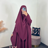 Abaya + khimar soie de medine, couleur bordeau