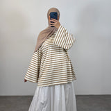 T-shirt marinière coton qualité supérieure, blanc/beige