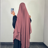 Maxi khimar mousseline 2 voiles, couleur bois de rose