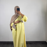 Abaya bi-color, jaune/taupe