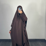 Ensemble abaya + khimar petit prix, marron