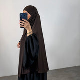 Khimar à fentes jersey premium, couleur marron