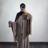 Ensemble abaya + cape jersey, taupe