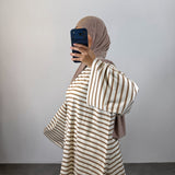 T-shirt marinière coton qualité supérieure, blanc/beige