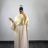 Abaya bi-color, beige/jaune