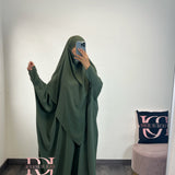 Abaya + khimar soie de medine, couleur kaki