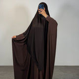 Khimar jersey premium infroissable, couleur marron
