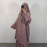 Jilbeb 2 pieces jupe soie de medine, couleur taupe-rosé