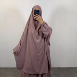 Jilbeb 2 pieces jupe soie de medine, couleur taupe-rosé