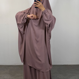 Jilbeb 2 pieces jupe soie de medine, couleur taupe-rosé