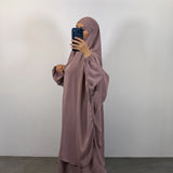 Jilbeb 2 pieces jupe soie de medine, couleur taupe-rosé