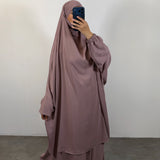 Jilbeb 2 pieces jupe soie de medine, couleur taupe-rosé