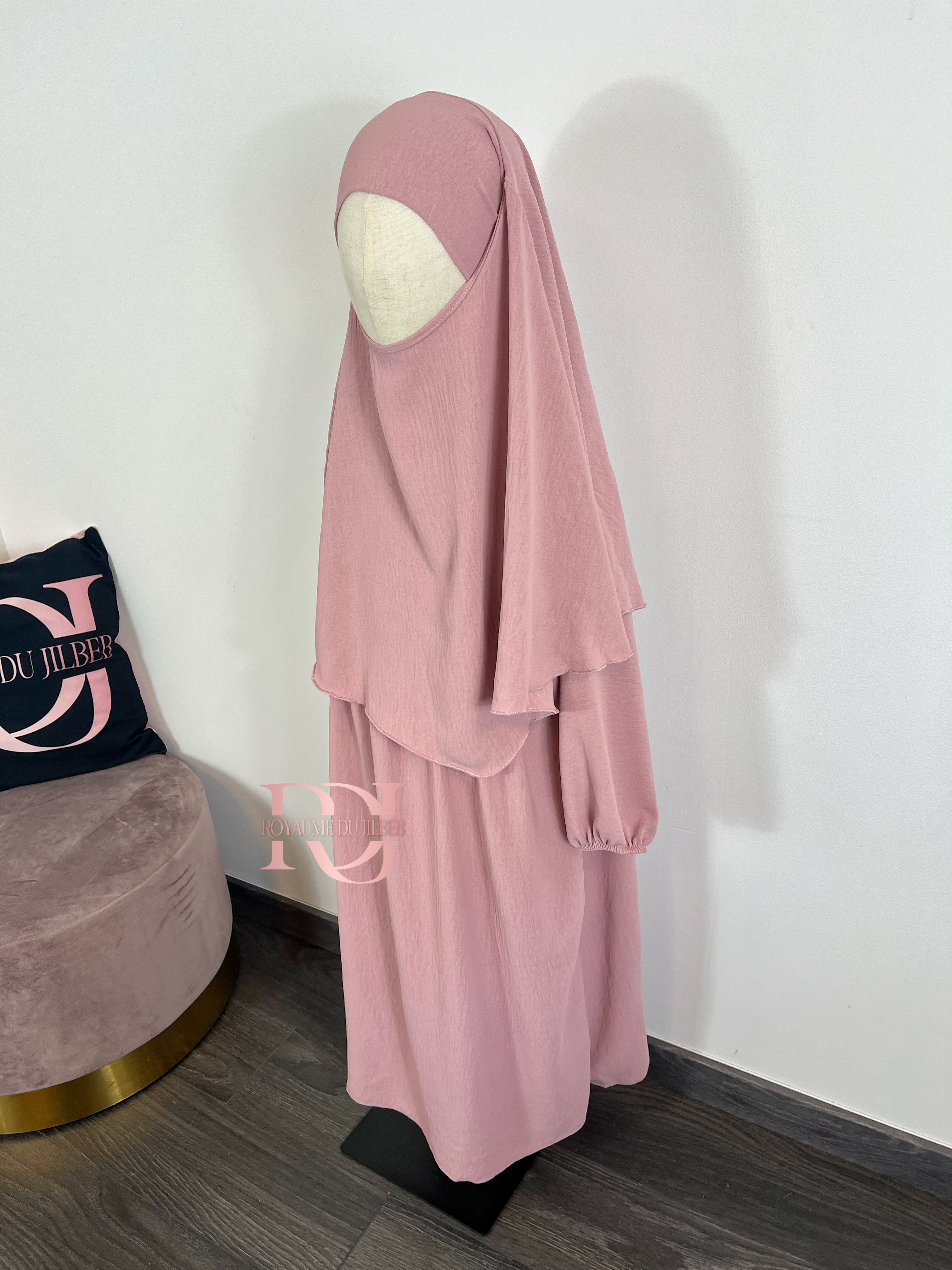 Ensemble abaya + khimar jazz enfant (plusieurs couleurs)