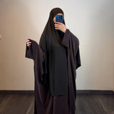 Khimar jersey à fentes, marron