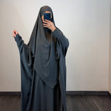 Abaya + khimar soie de medine, couleur gris foncé