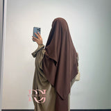 Khimar 2 voiles en soie de medine, couleur marron chocolat (option niqab)