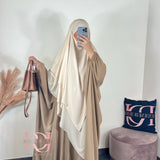 Khimar mousseline 3 voiles, couleur beige crème