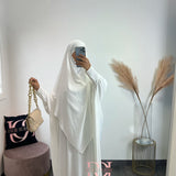 Abaya + khimar soie de medine, couleur blanc