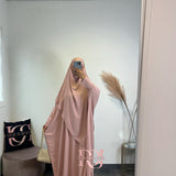 Abaya + khimar soie de medine, couleur rose clair
