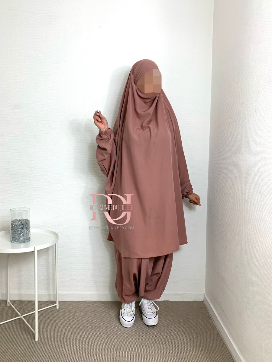 Jilbeb 2 pieces harem pants, old rose color